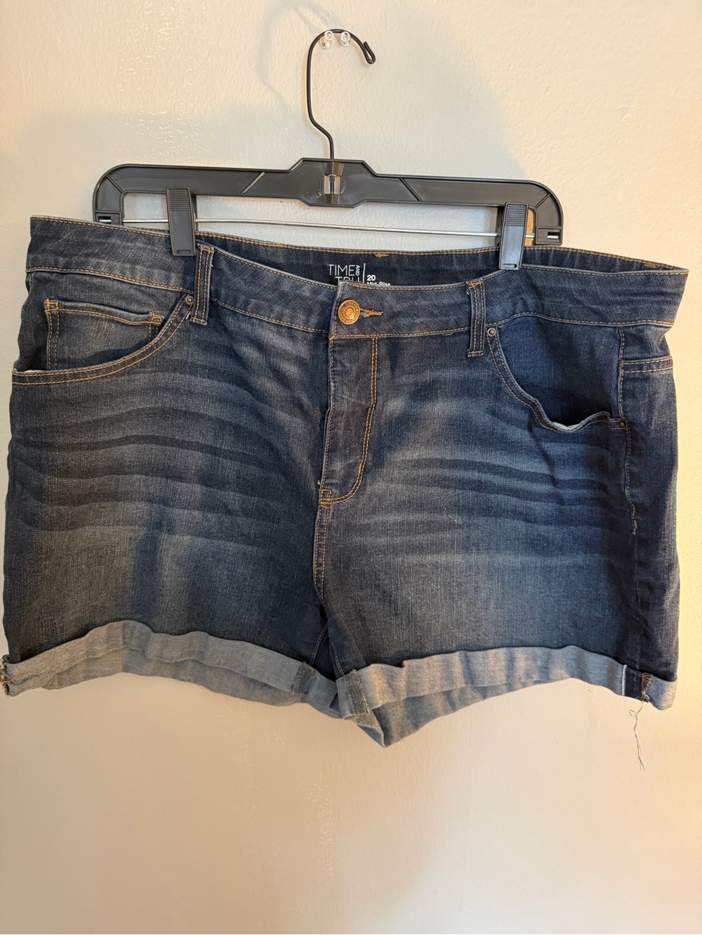 Time and Tru Dark Blue Rolled-Hem Denim Shorts